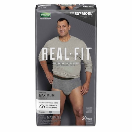 Depend Real Fit Male Adult Absorbent Underwear Pull On with Tear Away Seams Large / X-Large Disposable, 20PK 50979